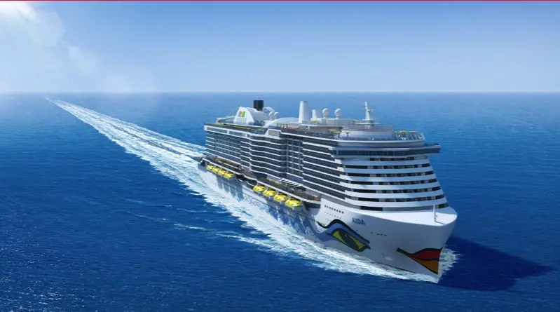 The 6600 passenger cruise ship that will have batteries installed travels through the ocean