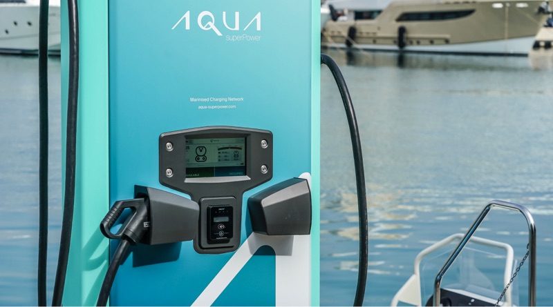 Aqua's marine high speed charging station on the dock in Barcelona