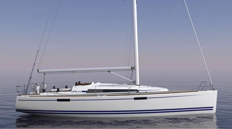 Electric propulsion Arcona 415 sailboat on the water