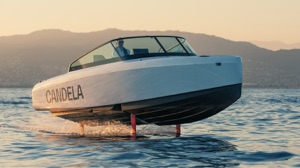 Candela C-8 hyrdofoiling electric speedboat, Winner of the 2022 Gussies Electric Boat Awards