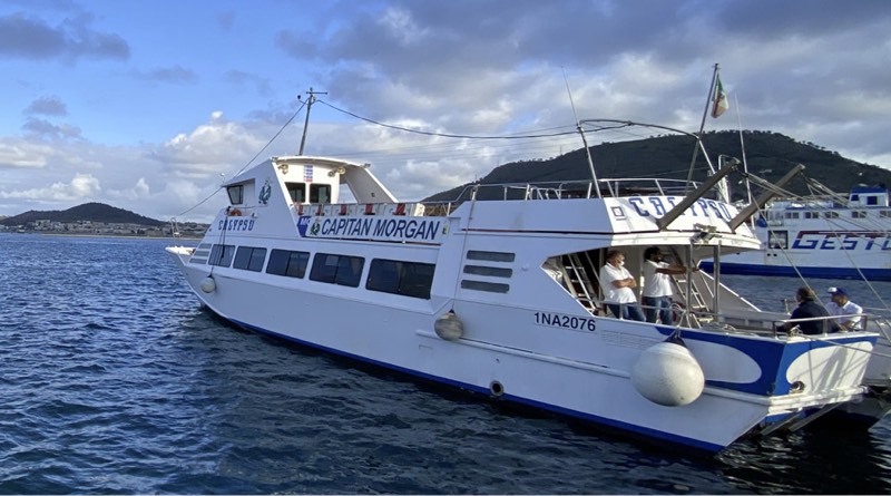 electric hydrojet retrofit motors will go on this ferry, shown leaving port with passengers