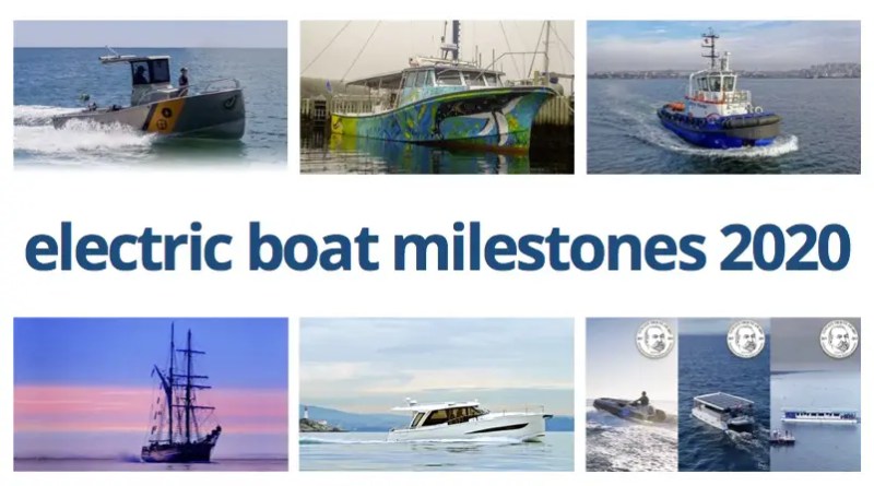 electric boat milestones collage showing 6 different boats