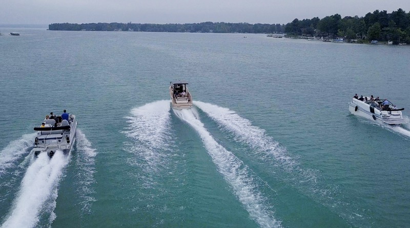 3 electric boats on Grand Traverse Bay