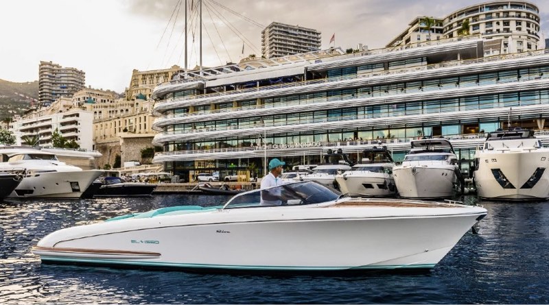 All electric Riva El-Iseao in front of Monaco Yacht Club