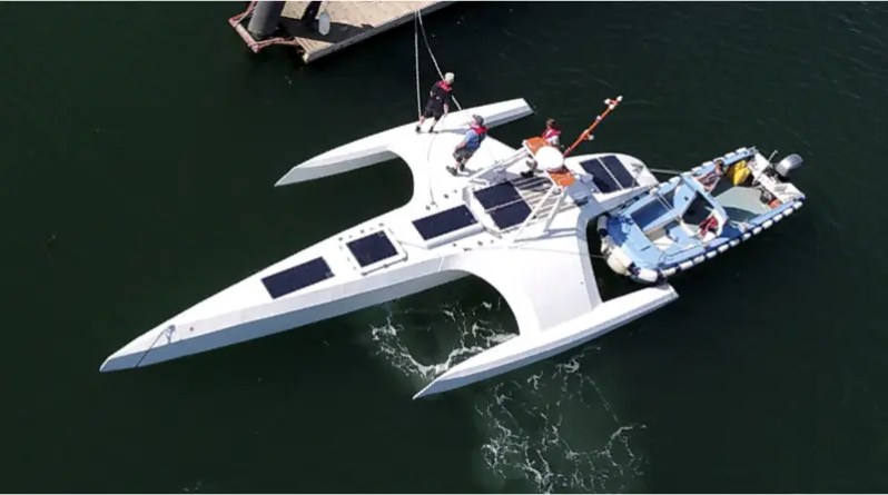 electric autonomous ship Mayflower see n from above in the dock