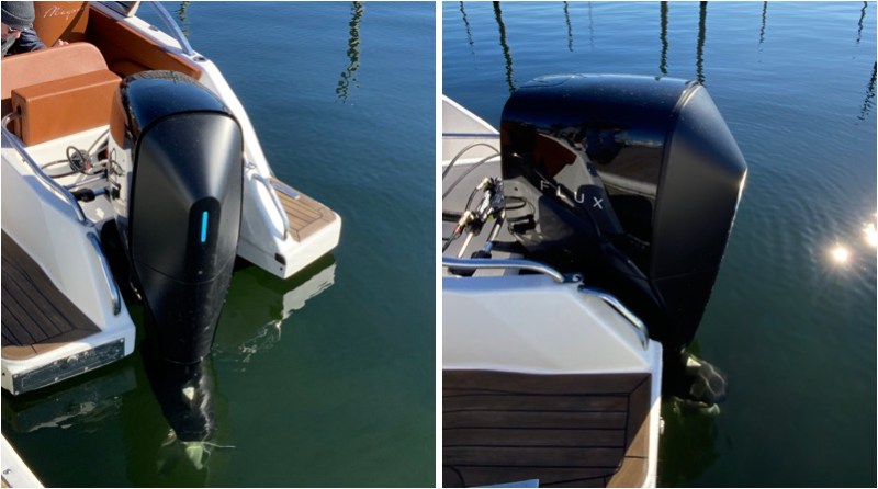 Magonis Boats stern with Flux electric outboard motors