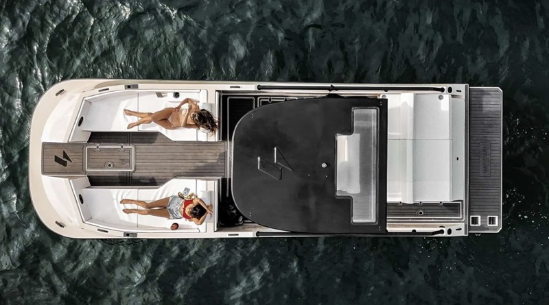 Halevai electric trimaran overhead view