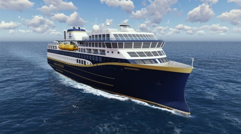 Artist's conception of large electricity-powered cruise ship