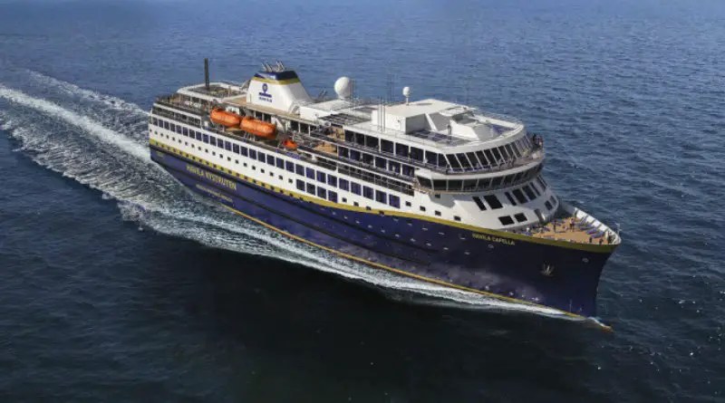 fuel cell powered cruise ship sailing in arctic waters - artist conception