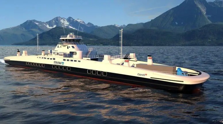 An electric car ferry made by Havyard