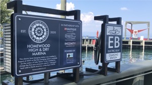 EB Charger at marina for Nautique electric boat