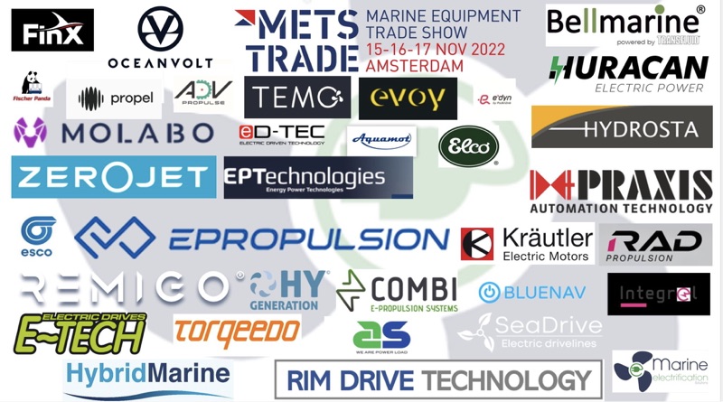 Collage of Metstrade Electric Boat Exhibitors logos