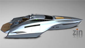 high performance electric runabout is from designer of this futuristic winged boat from 2005