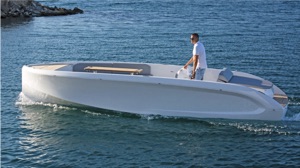 photo of boat showing dining table