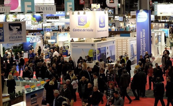 View of crowds at Salon Nautic de Paris (Paris Boat Show)