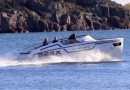 SES-X air-cushioned hull taking off with electric ferries, high speed leisure boats