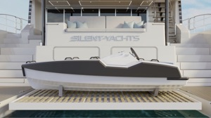 Electric Silent Tender on stern lift of Silent 60