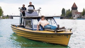 electric boat news - students on the solar boat Korona in 1988