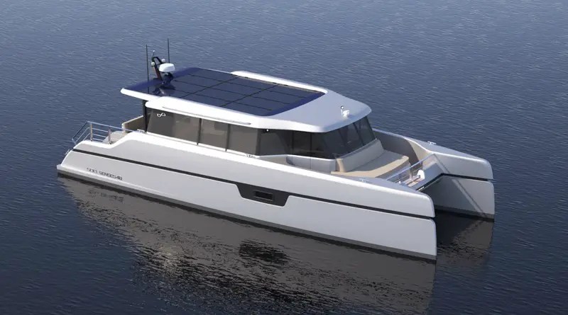 A solar electric catamaran - Soel Senses (artist conception)