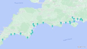 map of proposed marine fast charging network on south coast of UK