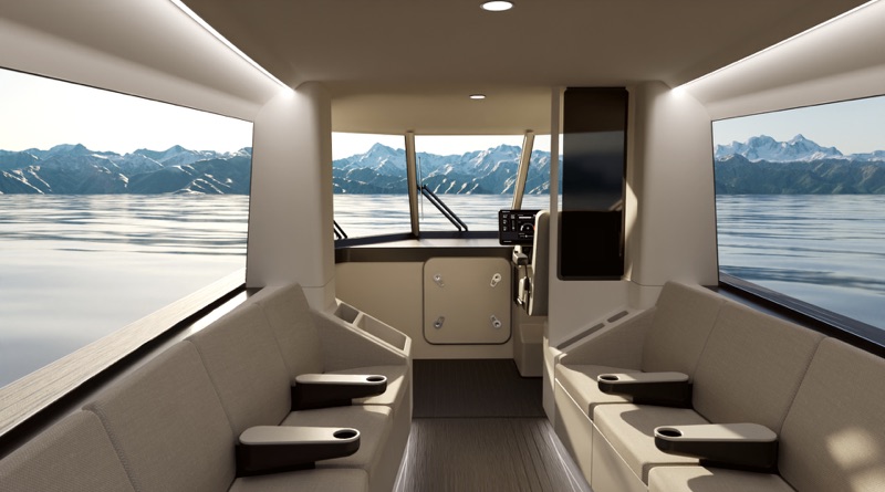 hydrofoiling electric passenger boat interior