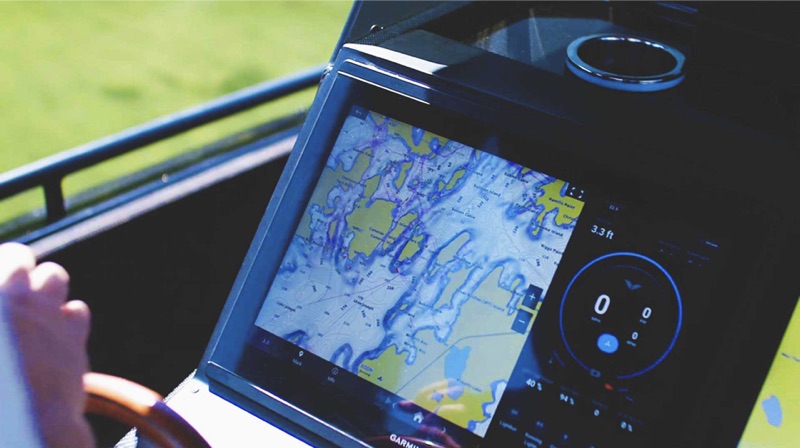 GPS and monitor on Voltari electric boat