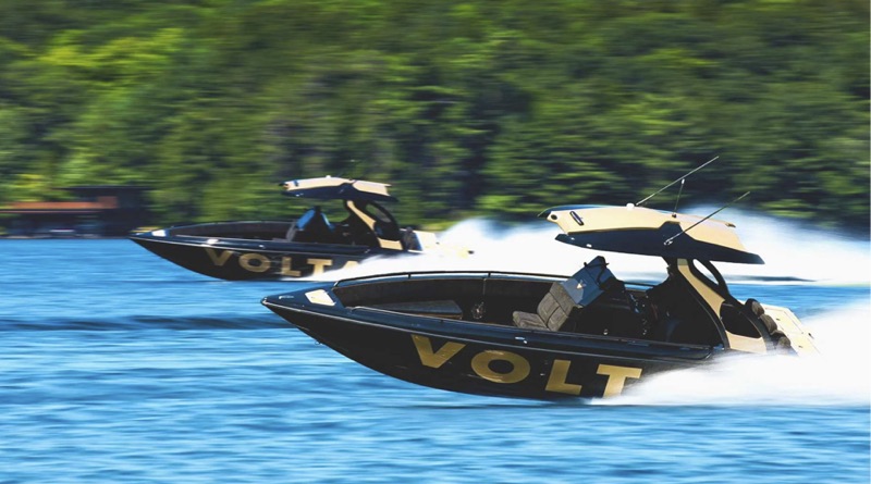 Voltari 260 electric boats speed along inland waterway