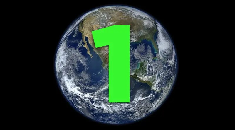 a photo of the earth from outer space with a big green numeral one one it